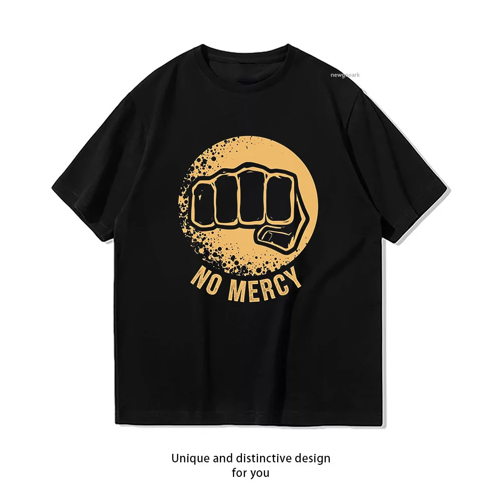 Fist Power No Mercy Bold Design  Casual Cotton Short Sleeve Tee for Men Women