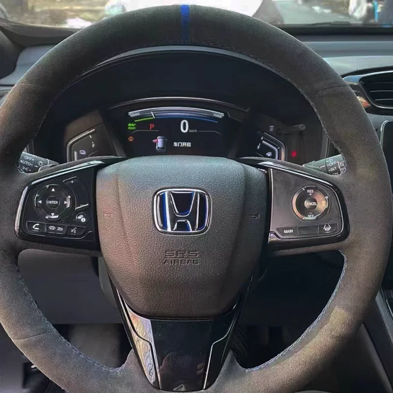 Custom DIY Car Steering Wheel Cover Suede 100% Fit For Honda Civic 10th Gen 2016-2018 Auto Interior Accessories Steering Wrap