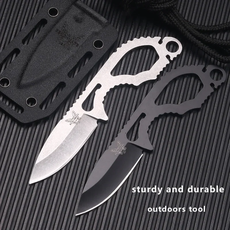 

BM 101 Outdoor Camping Survival EDC Knife fixed 2.6 "S30V flat blade and hollowed-out handle, Boltaron sheath
