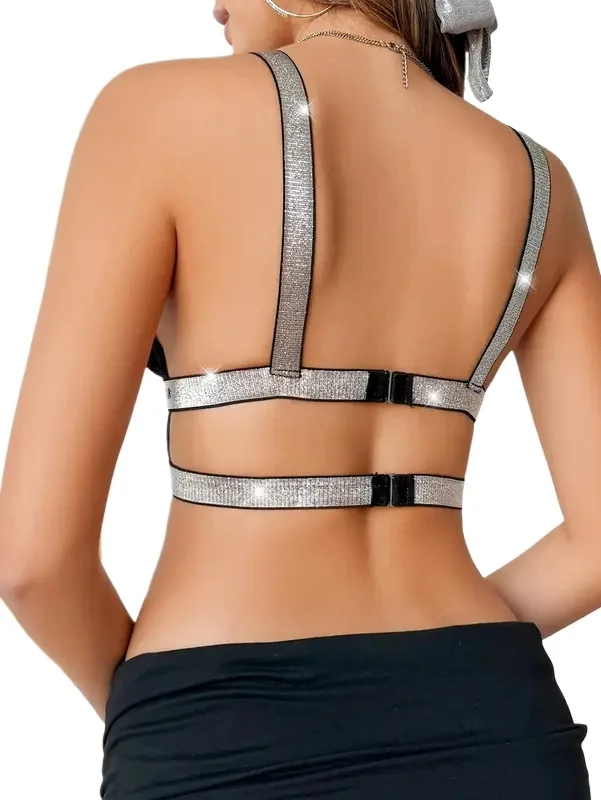 

1 шт. Женский сексуальный кружевной бюстгальтер без косточек, 3/4 чашки, без вкладышей, в рубчик, с открытой спиной, модное эротическое белье