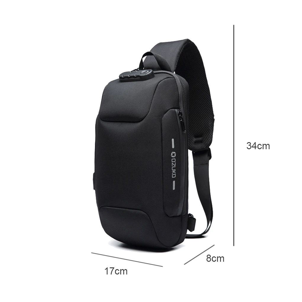 Men Bags Chest Pack Multi-function Lock USB Anti Theft Waterproof Mobile Multi-pocket Trip Shoulder Backpack