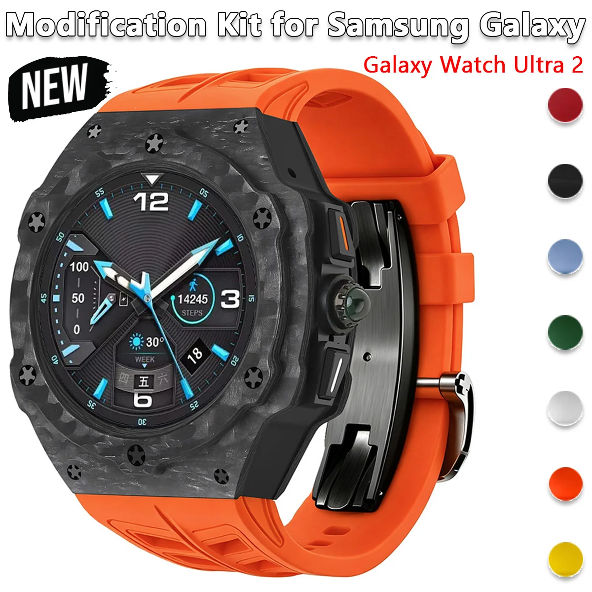 Luxury for Samsung Galaxy Watch Ultra 2 Carbon Fiber Modifications Case Strap for Galaxy Watch Ultra 2026 Rubber Band Accessorie