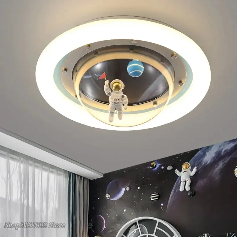 lampada de teto redonda criativa para criancas quarto kawaii lua astronauta decoracao de casa estudo leitura olho cuidado 01