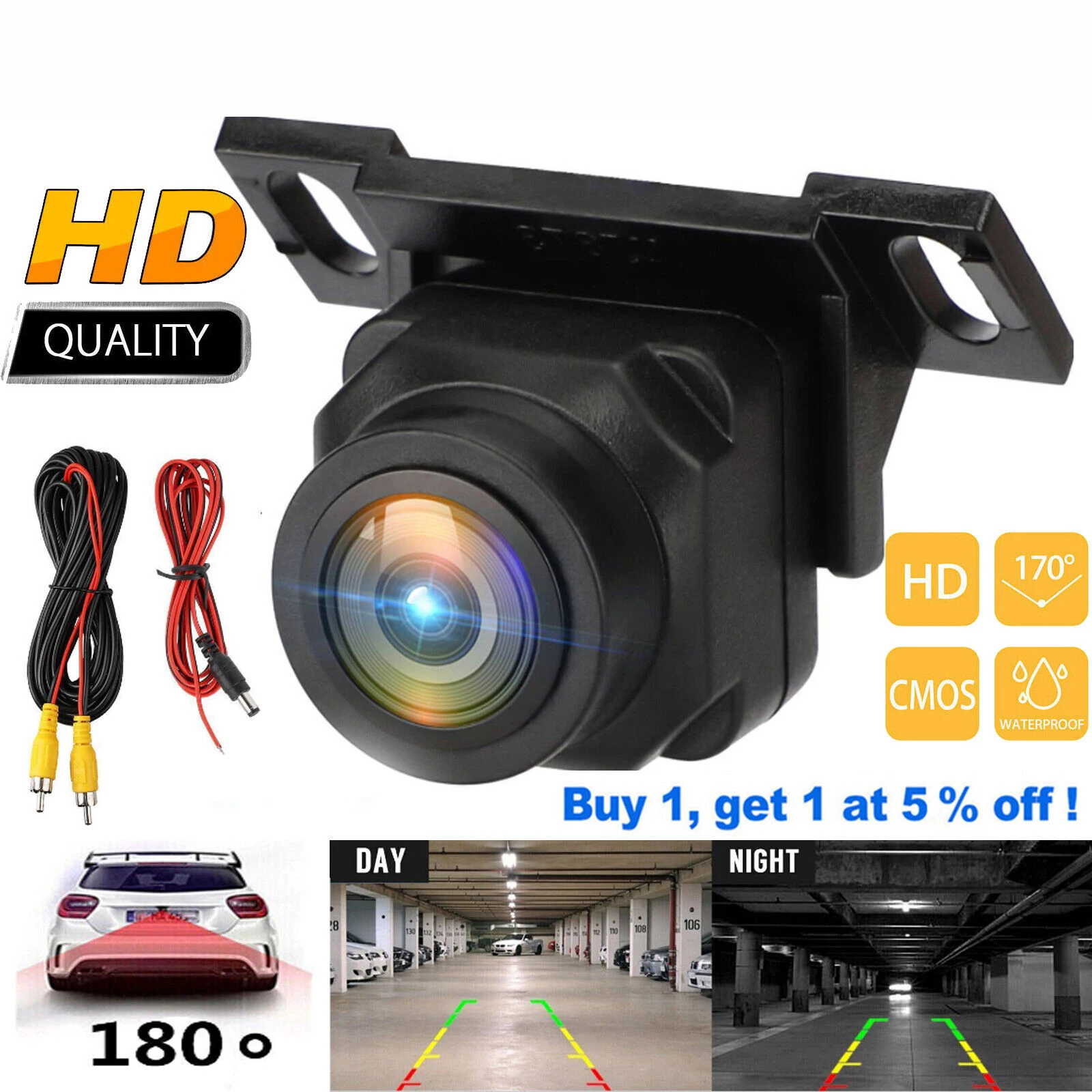 180º CMOS Night Vision Car Rear View Backup Camera Reverse Parking Waterproof