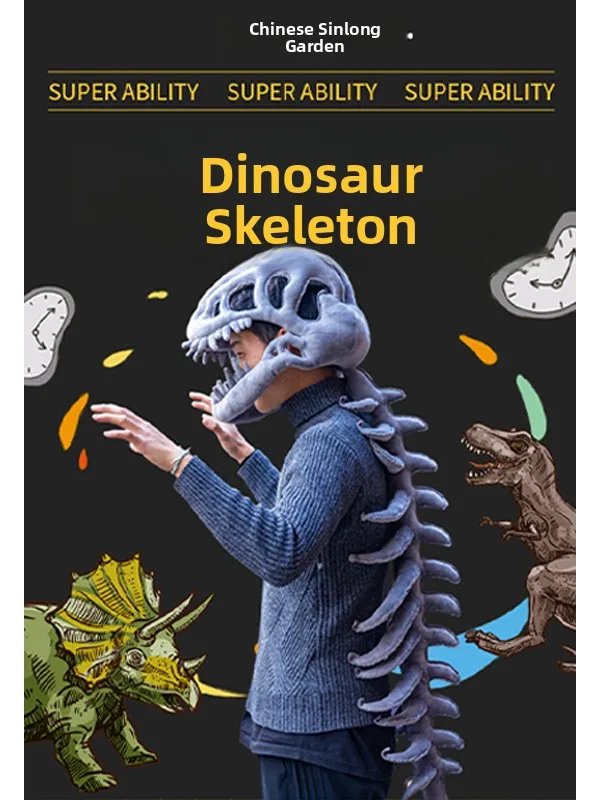 

Chinese Dinosaur Garden Plu Dinosaur Skeleton Adult Children's Costume Prop Mask Headset Soft Fabric Full Face Par Accory