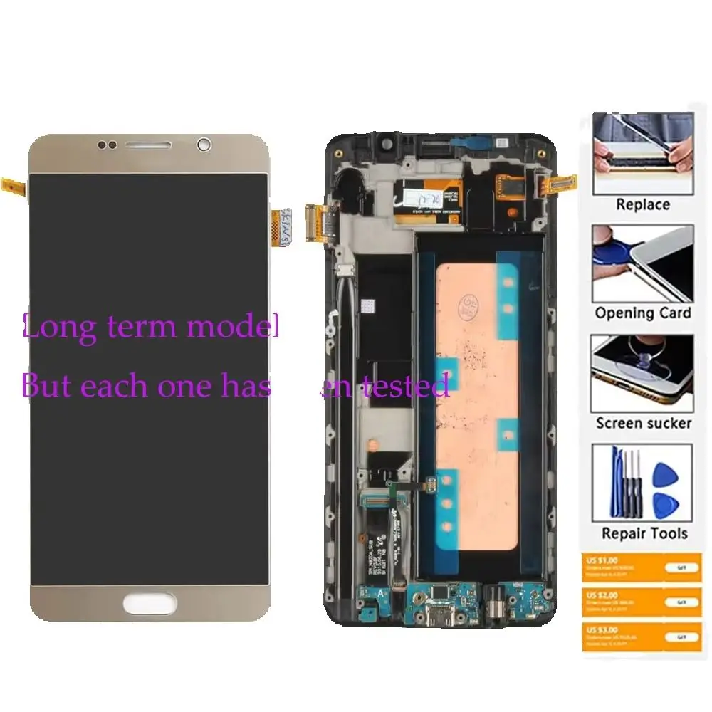 5.7'' AMOLED LCD For Samsung Galaxy Note 5 LCD Display Touch Screen Digitizer Assesmbly For Samsung Note5 N920A N9200 N92 LCD
