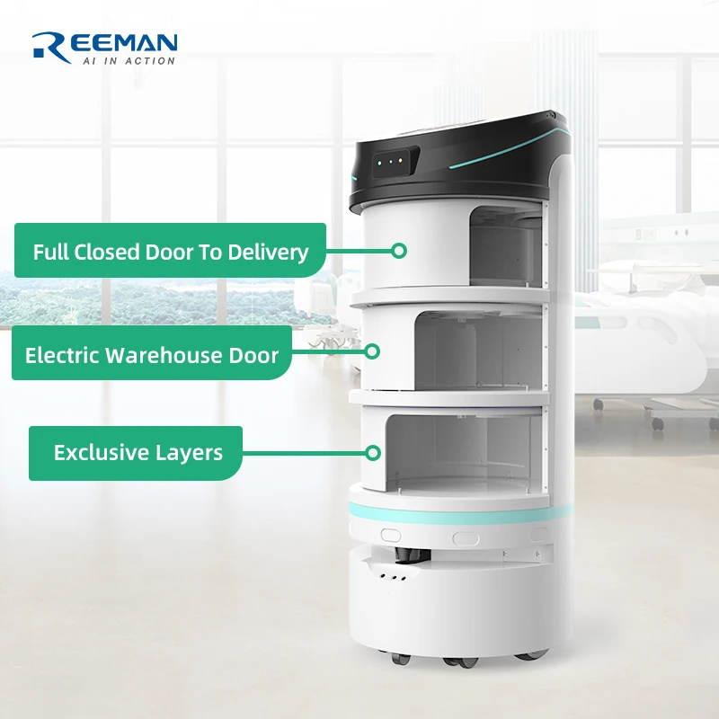 Reeman Automatic Obstacle Avoidance Service Robots Intelligent Waiter Robot Multi-Layer Food Delivery Robot For Hospital
