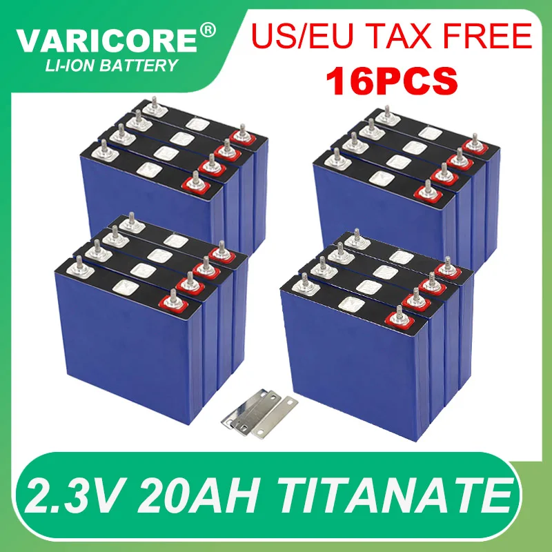 

16pcs 2.3V 20Ah lithium Titanate battery LTO 10C discharge 20000 Cycle DIY 12V 24V low temperature resistant batteries Tax Free