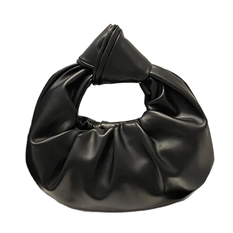 

652F Ruched Hoboes Dumplings Bags Hoboes Handbags Women Pu Leather Clutch Purses Toted Bags Knotted Top Handle Bags Shopping