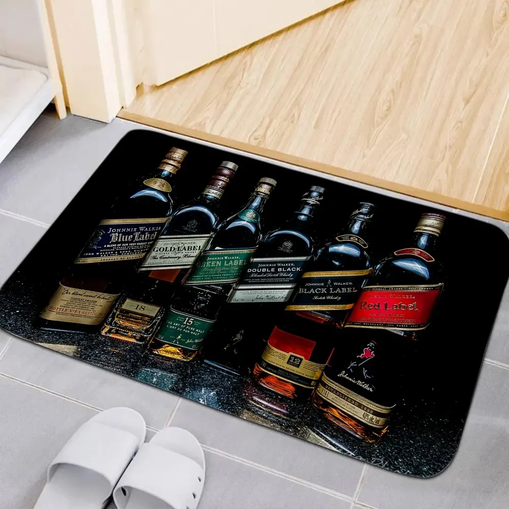 Classic Whisky Johnnie Walker Floor Bath Mat Cute Room Decor Hallway Carpet for Bedroom Prayer Rug Home Decoration Balcony Rugs