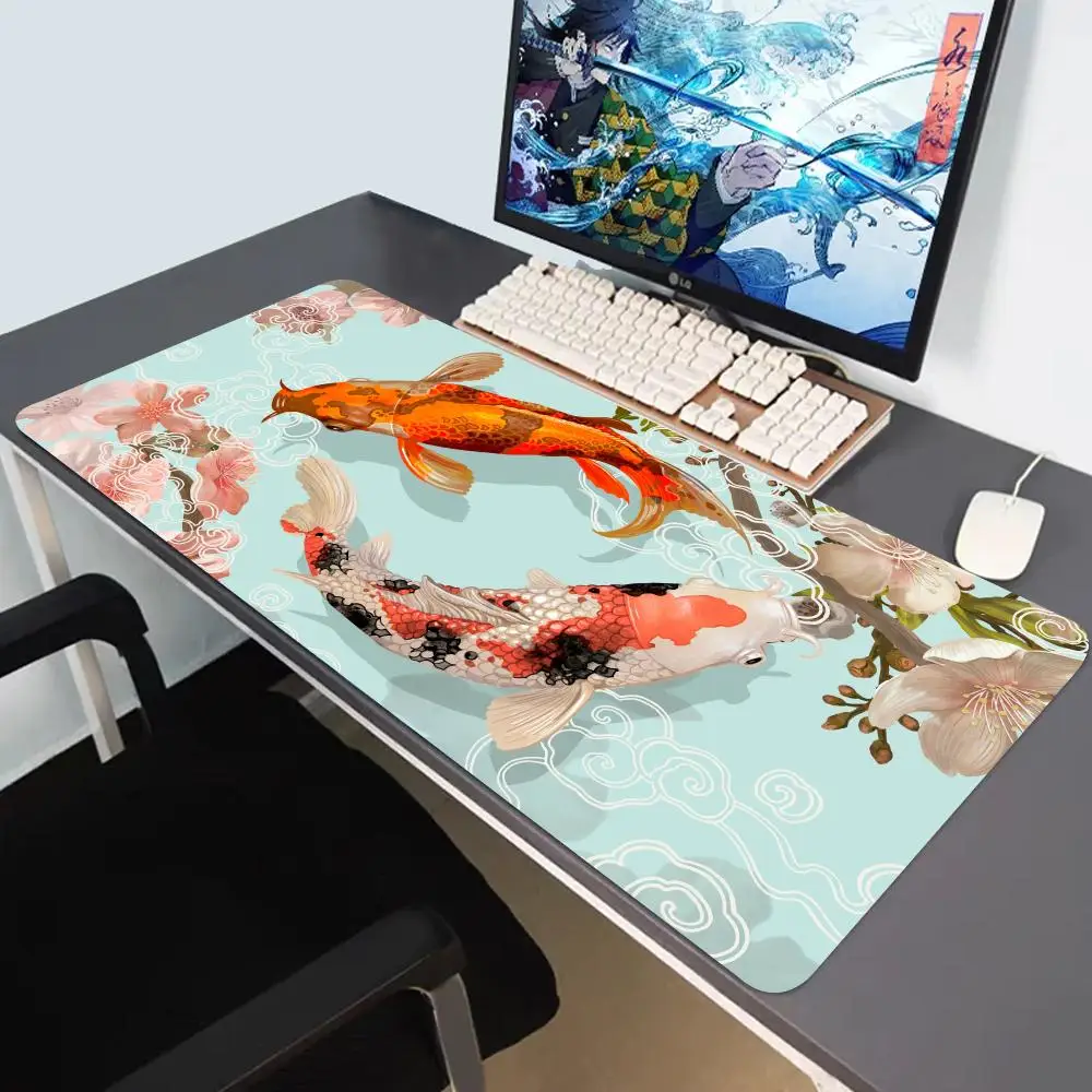 

Large Koi Fish Gaming Non-Slip Rubber Mouse Pad With Stitched Edge Computer accessories Gamers Desk Mat For Office work Esports
