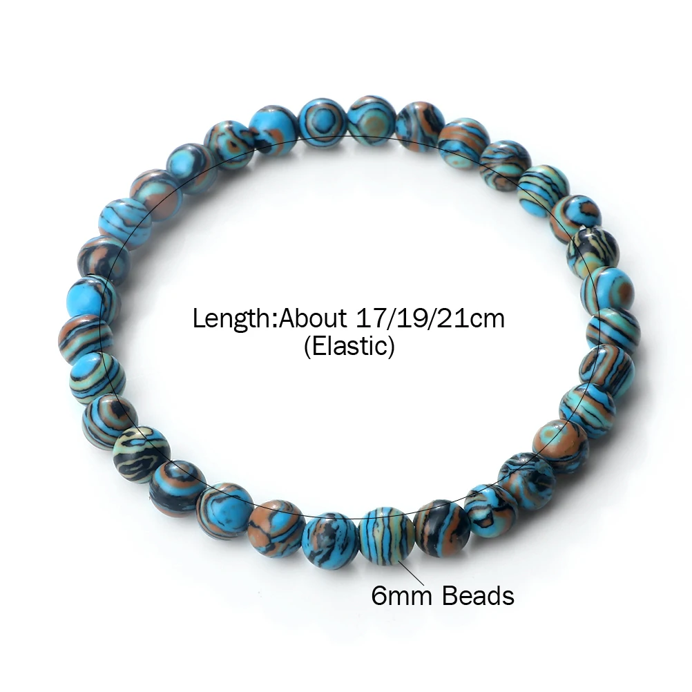 Bohemian Natural Malachite Bracelets 6mm Natural Stone Women Bracelets Men Elastic Rope Strand Bracelet Friendship Jewelry Gifts