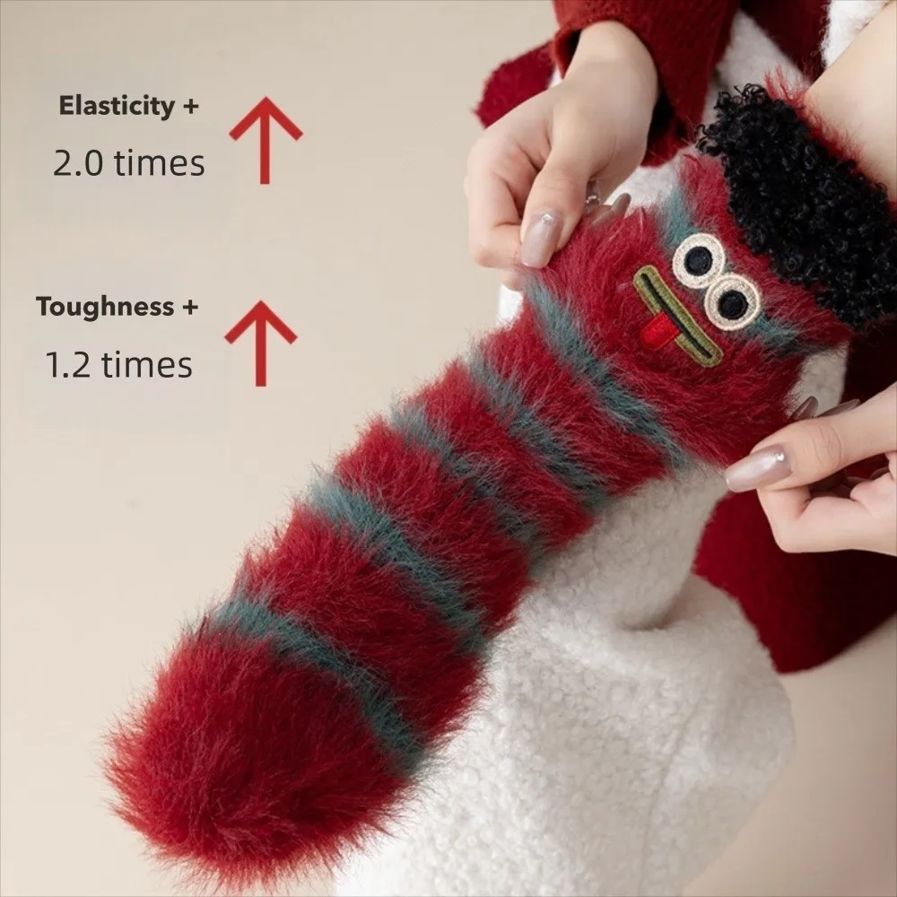 Kawaii Funny Winter Socks Medium Tube Cartoon Pattern Floor Socks Thickened Warm Fluffy Stockings Winter Season