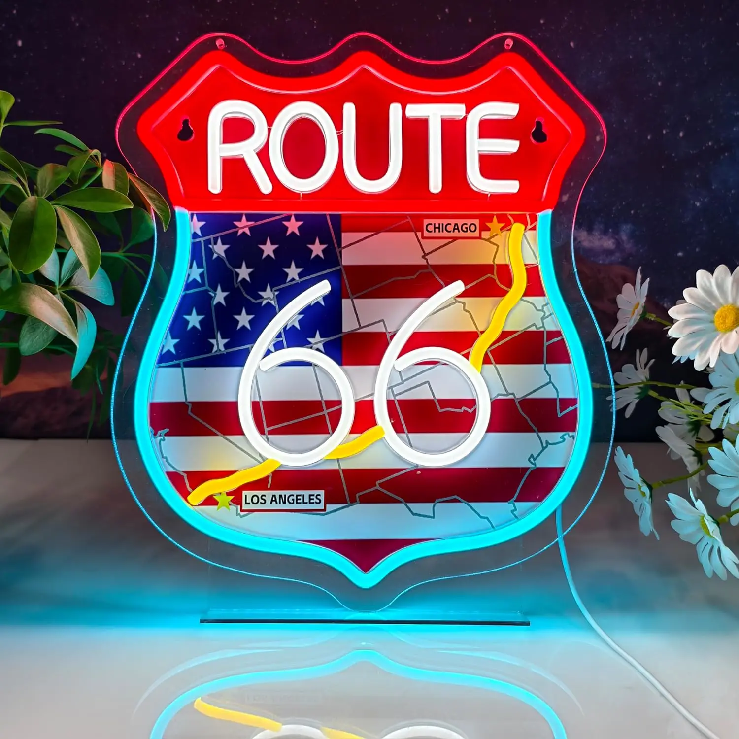 

Route 66 Neon Sign Retro American Highway USB LED Neon Light for Souvenir Shop Bar Diner Garage Bedroom Decoration Gift