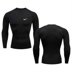 2024 Summer Creative Graphics Men's Running compression gym Long sleeve tight exercise T-shirt Fitness jogging tracksuit