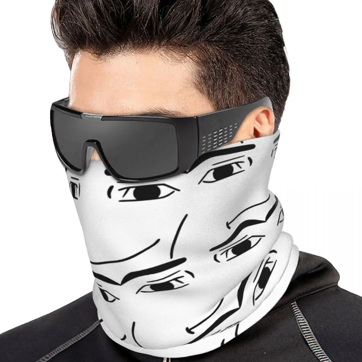 Man Face Multifunctional Elastic Neck Gaiter Dust Proof Face Cover Bandana Unisex for Cycling Climbing Fishing