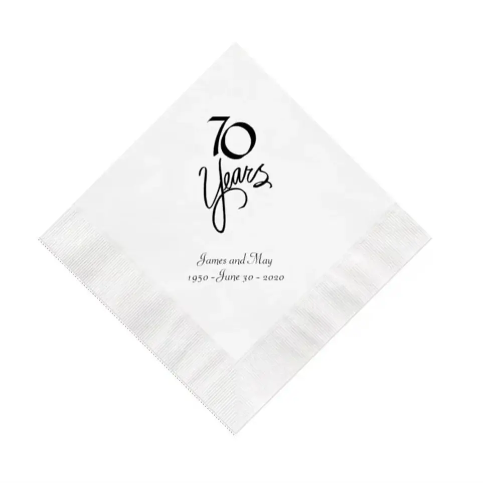 

70 Years 70th Wedding Anniversary Napkins Personalized Set of 100 Birthday Party Supplies Seventy Decorations