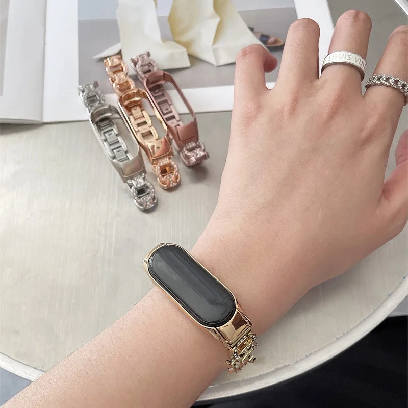 

Ремешок из нержавеющей стали для Xiaomi Band 7 6, роскошный браслет для Xiaomi Band 6/5/4/3, браслет-цепочка для часов, браслет для Mi Band