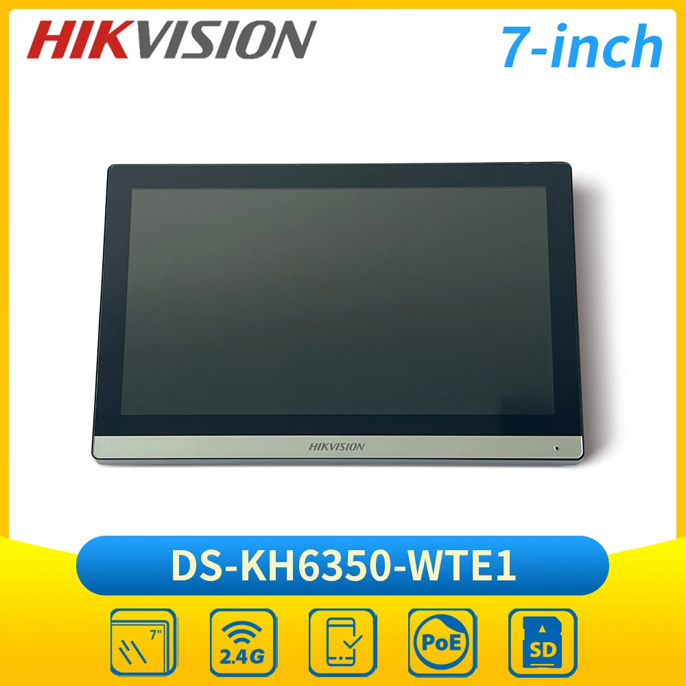 DS-KH6350-WTE1 Hikvision Vedio Intercom 7-inch IP Indoor Station WIFI Monitor Screen POE Wireless Doorbell DS-KV6113-WPE1