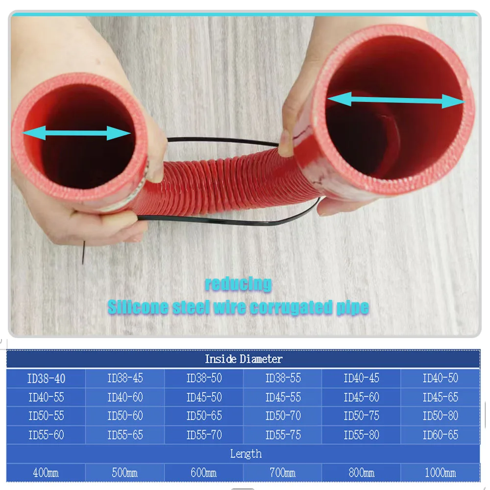 Red variable diameter steel wire corrugated tube silicone hose intercooler connecting pipe，intake pipe，water pipe