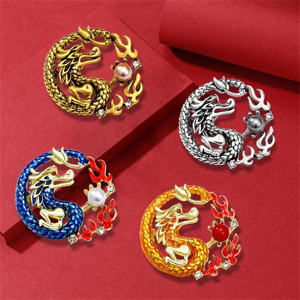 2025 novo punk chinês dragão broche masculino e feminino criativo irmão pino especial personalidade pérola corsage terno jaqueta acessórios