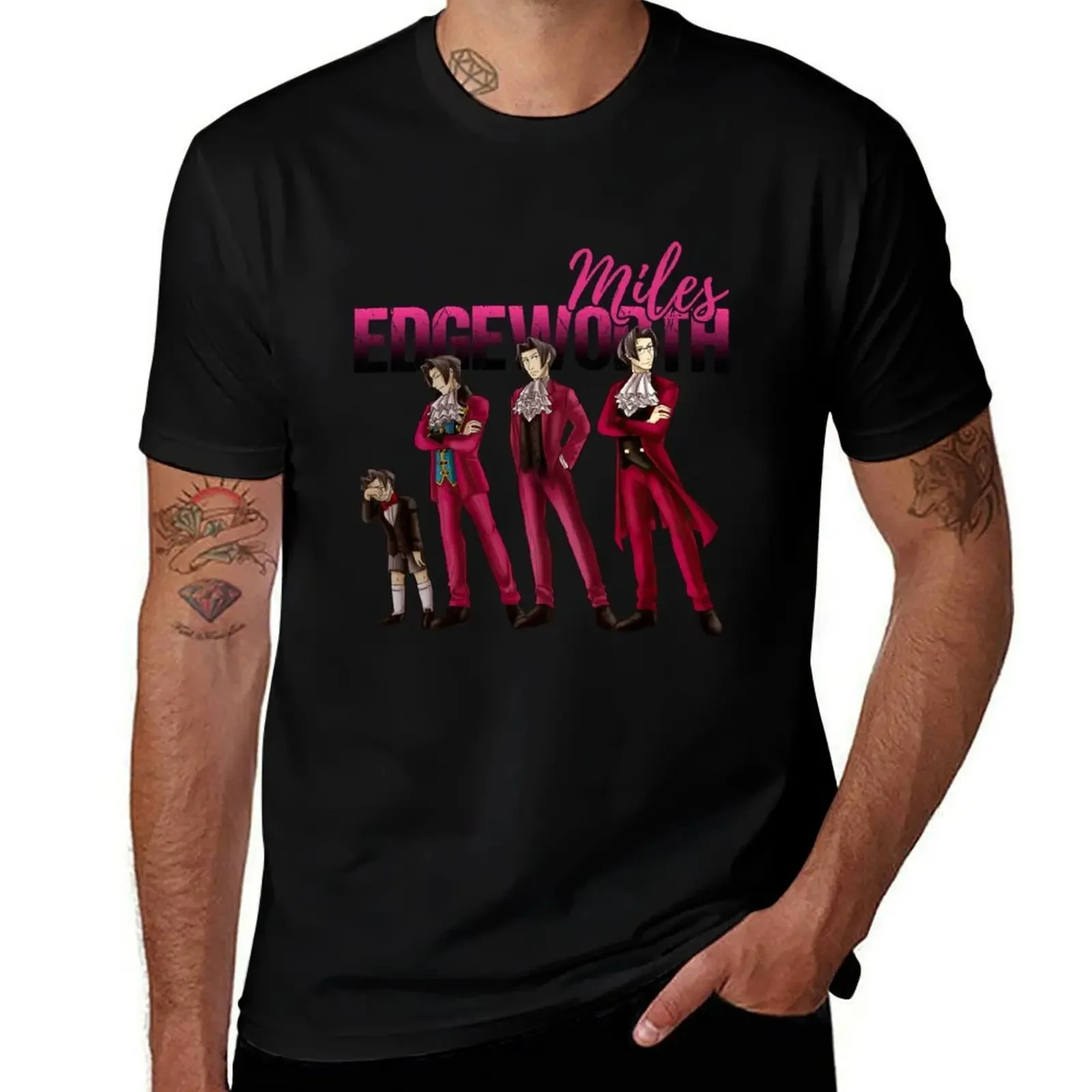 

Ace Attorney Investigations Miles Edgeworth Fan Art Attroney T-Shirt tops Aesthetic clothing summer shirt sweat shirts, men