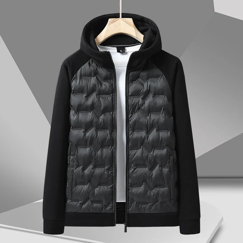 Men's Warm Jacket Autumn Winter New Solid Color Casual Trend Thickened Outdoor Sports Hooded Coat Men's Fashion Cotton Clothes