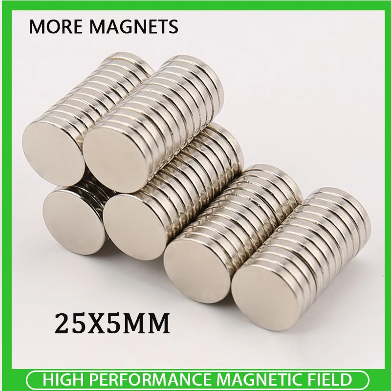 

1~30PCS 25x5mm Strong Round Cylinder Magnets 25mm x 5mm Rare Earth Neodymium Art Craft Connection imanes