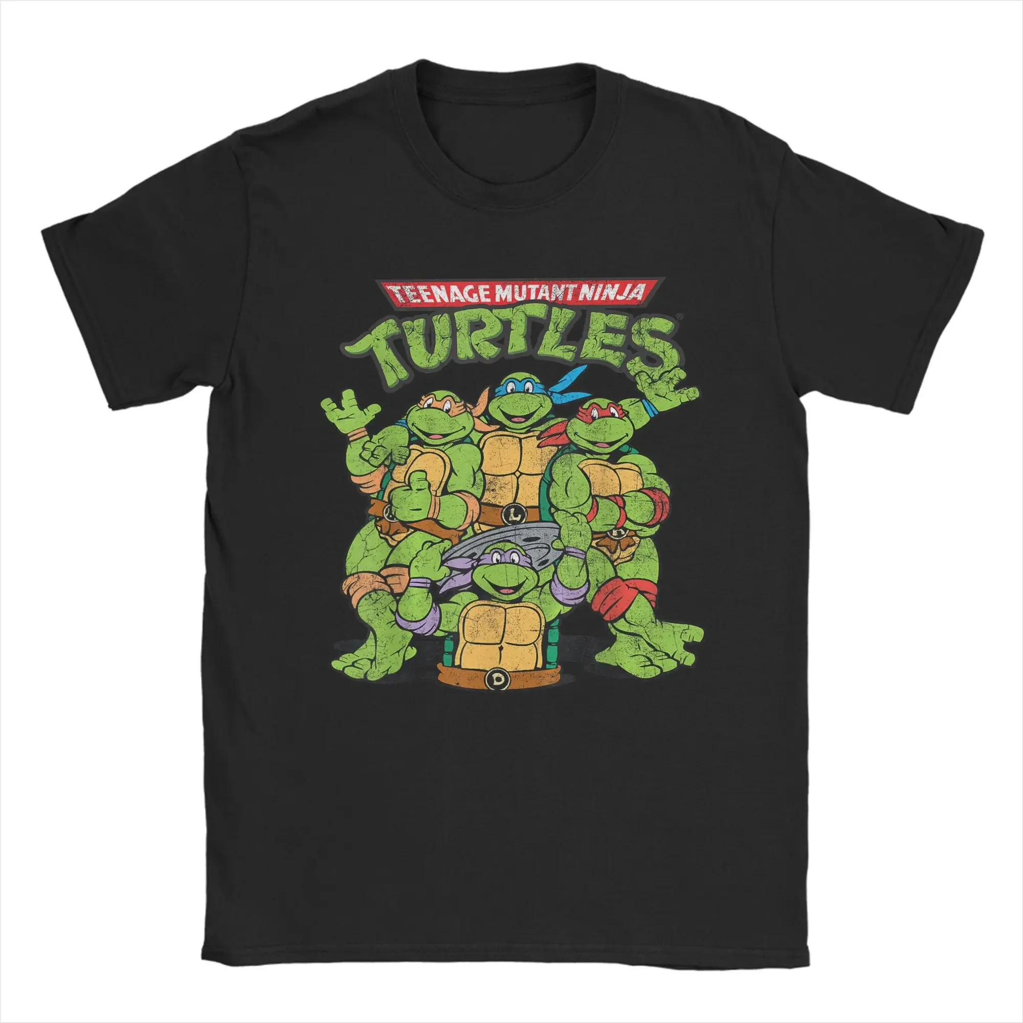 Modische T-Shirts mit dem klassischen Retro-Logo der Ninja Turtles, Herren-T-Shirts mit Rundhalsausschnitt, 100 % Baumwolle, kurzärmelige T-Shirts, Plus-Size-Kleidung. – Detail 6