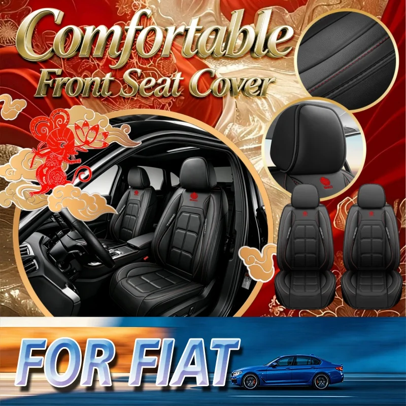 High-End Car Seat Covers For The Two Front Seats For Fiat Thickened Version, Durable And Easy To Clean, With A Rear Storage Bag