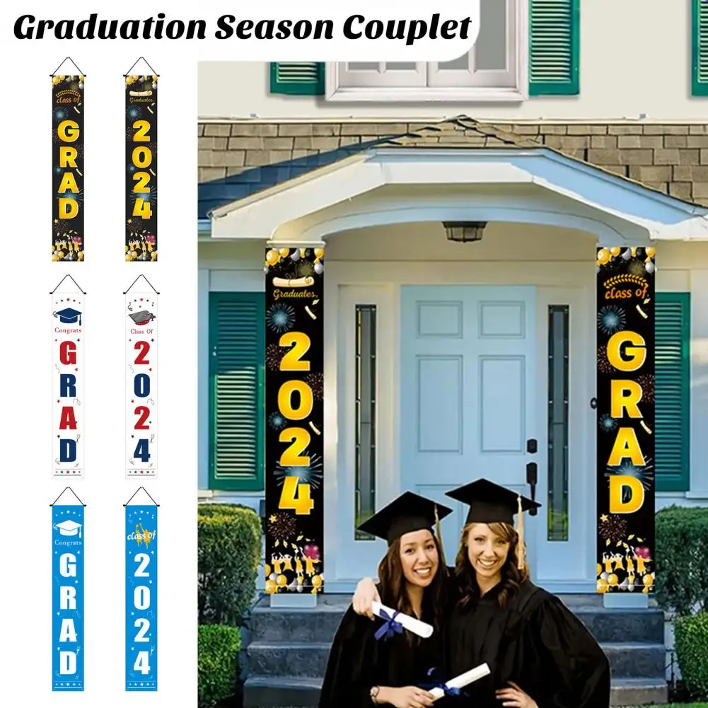 1 Pair Graduation Banner 2024 Class of 2024 Congrats Grad Porch Hanging Sign High School Nursing Party Decoration