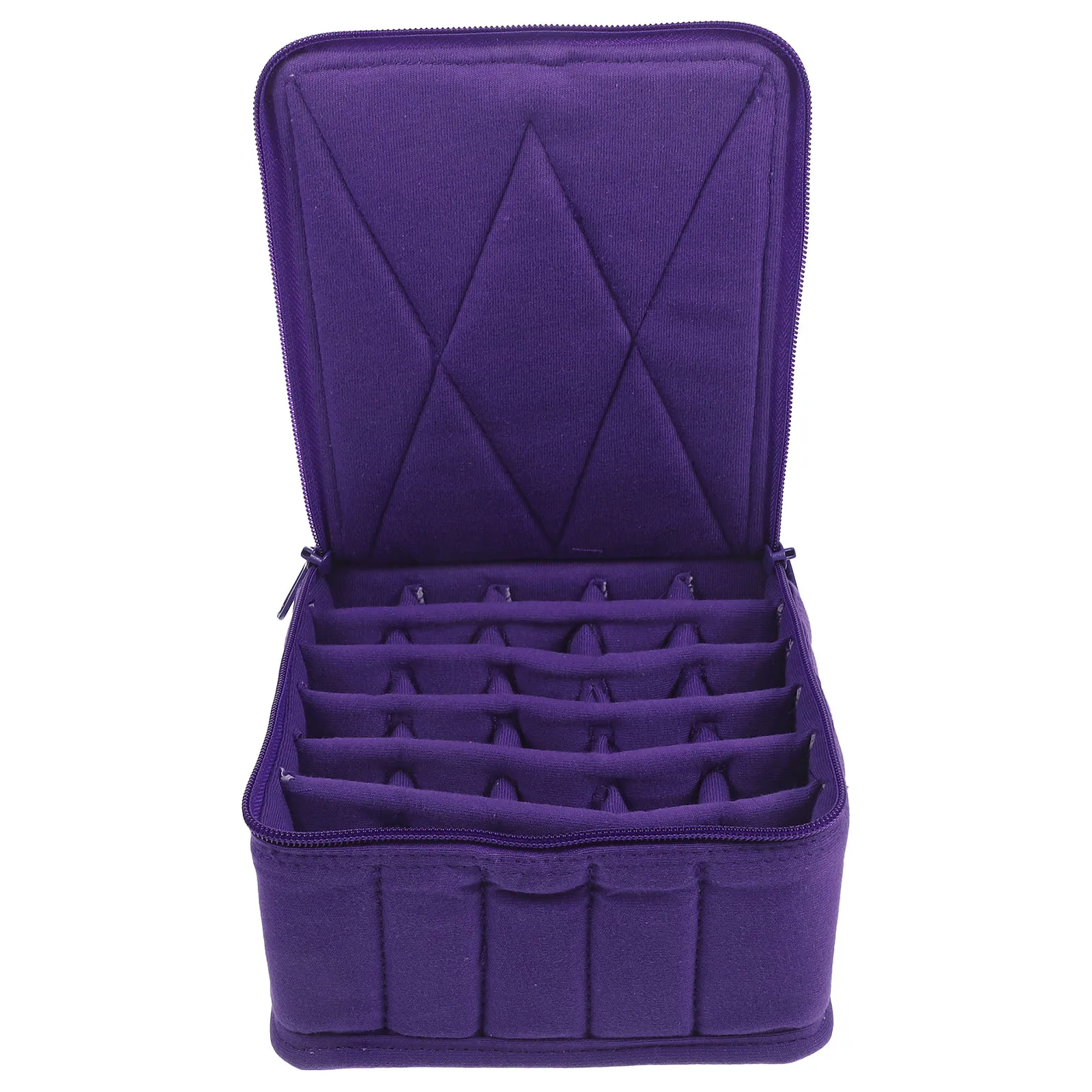 

30 Grid Essential Oil Storage Bag Purple Travel Carrying Case for Bottles Soft Thick Separate Design
