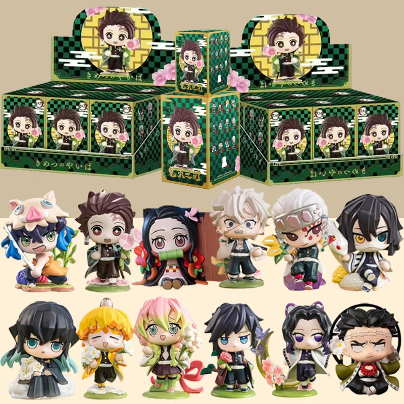 

1-12pcs Demon Slayer blind box Tanjiro Kamado Nezuko cartoon figure PVC model ornament Christmas Halloween surprise gift box