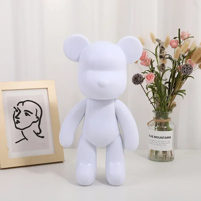 Vinyl Bear Figure DIY Handmade Violent Bear Statue Fluid Pigment Doll Toy White Figurine Sculpture House Decor Table Accessories