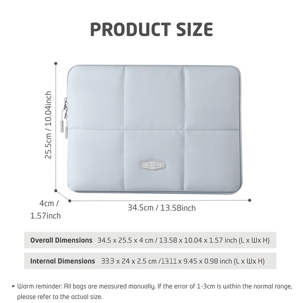 13-14 Inch Puffy Laptop Sleeve for MacBook Air Pro Dell HP Lenovo Surface, Padded Notebook Case for Work School Travel Daily Use