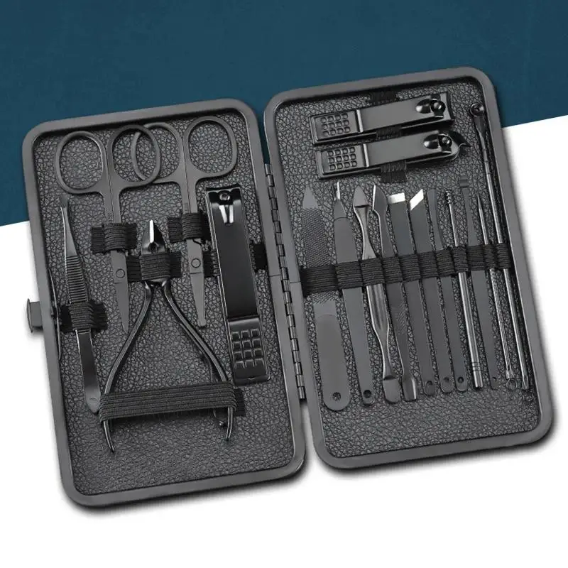 4-18Pcs Portable Manicure Set with Storage Case Stainless Steel Professional Nail Clipper Kit for Travel