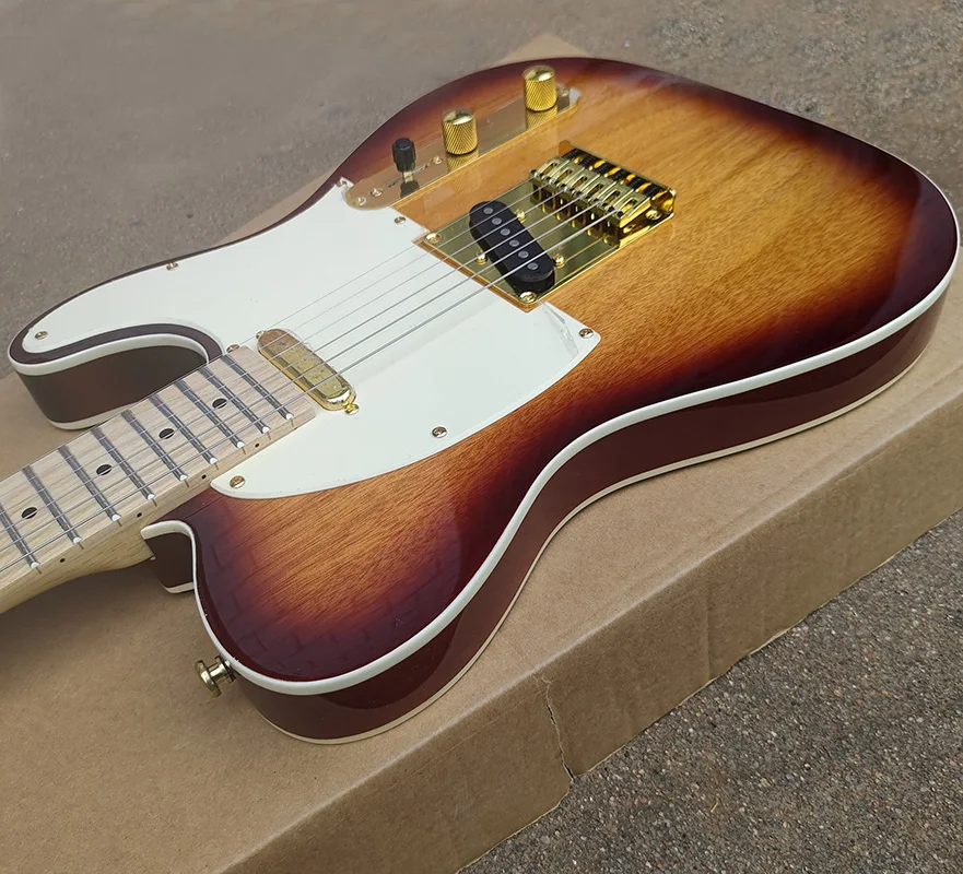 High quality electric guitar, gradually fading,Maple fingerboard， in stock, can be shipped quickly