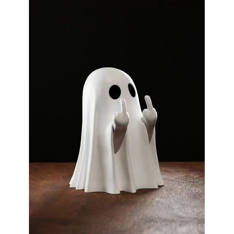 1pc Middle Finger Ghost Statue, 7.5cm Terrifying Ghost Decoration, Halloween Ghost Small Statue Ghost Decoration