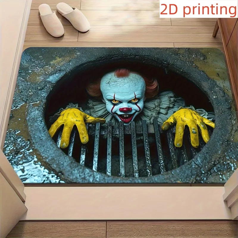 【セール中】最高のフロアマット 1枚 下水道テロジョーカー 3D HDプリント 滑り止め ドアマット 吸水性 洗濯機洗い可能 ハロウィンデコレーション用