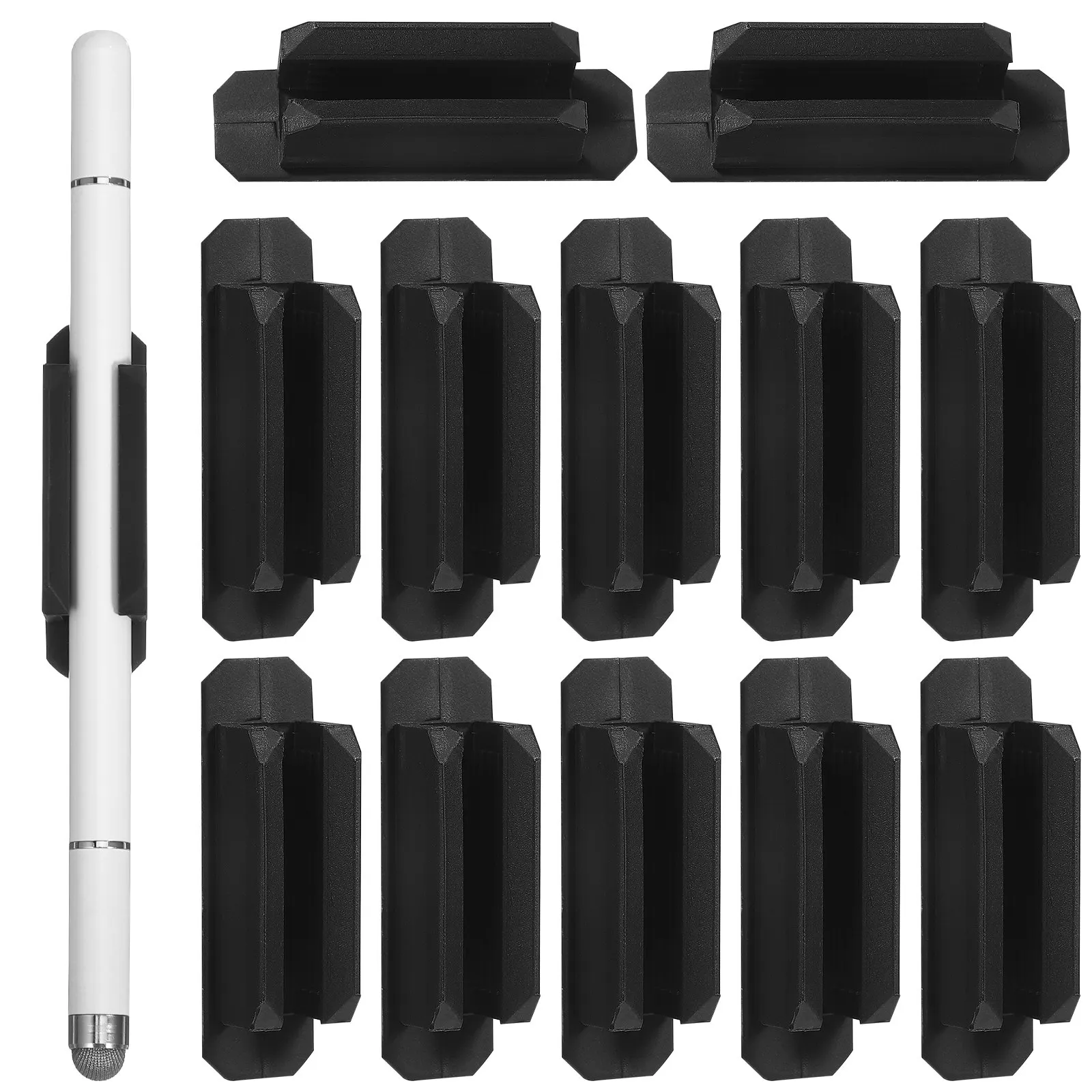 12Pcs Silicone Desk Pen Organizer Holder, Wall-Mounted Adhesive Pencil & Marker Storage for Nurses and Offices