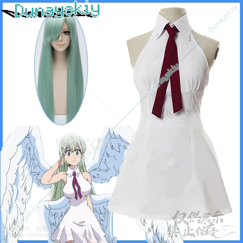 Anime ira dos deuses cosplay elizabeth liones traje feminino vestido branco lolita halloween personalizado