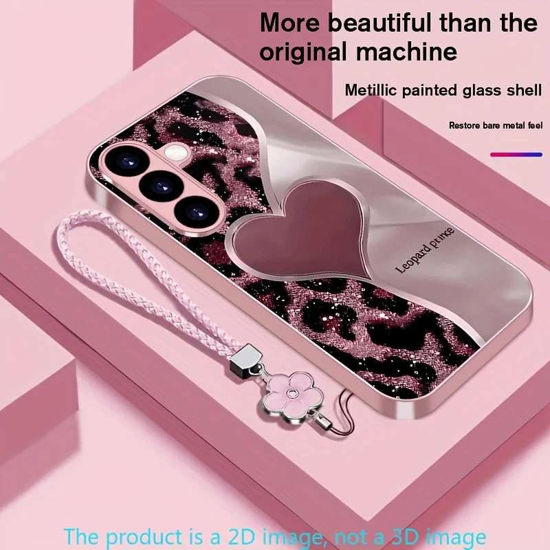 Leopard patterned glass phone case suitable for Samsung Galaxy S26 S25 S24 S22 S21 S20 FE/Ultra/Plus hard case
