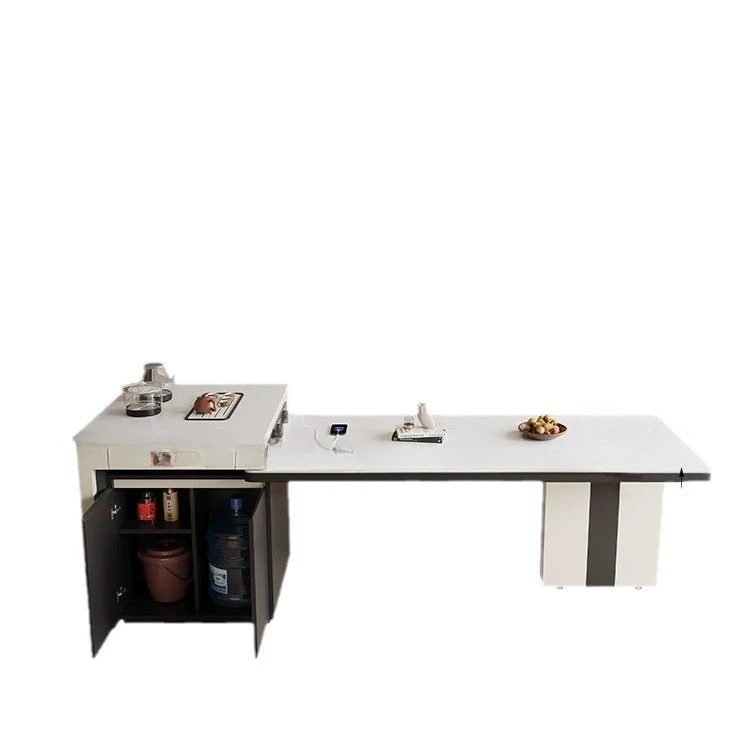 

All solid wood, island, dining table and chair combination, household, integrated, retractable, high-end, retro