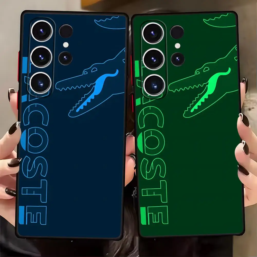 Luxury brand L-LA-COSTEs Phone Case For Samsung Galaxy S26 S25 S24 S23 S22 S21 S20 Plus Ultra Note20 Soft Black