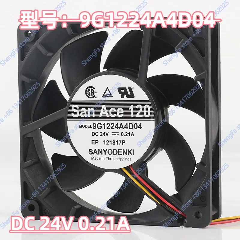cooling fanSanyo 5V 12V 48V AC EC 12025 12CM 120X120X25MM speed measurement inverter Axial flow 3-wire 9G1224A4D04 DC 24V 0.21A