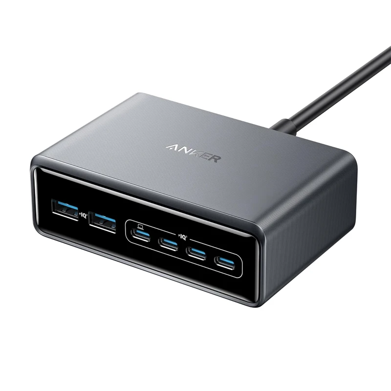 Anker Prime Charger 200W 6-Port GaN Charging Station USB-C PD Fast Charging Desktop Charger Adapter Power Strip