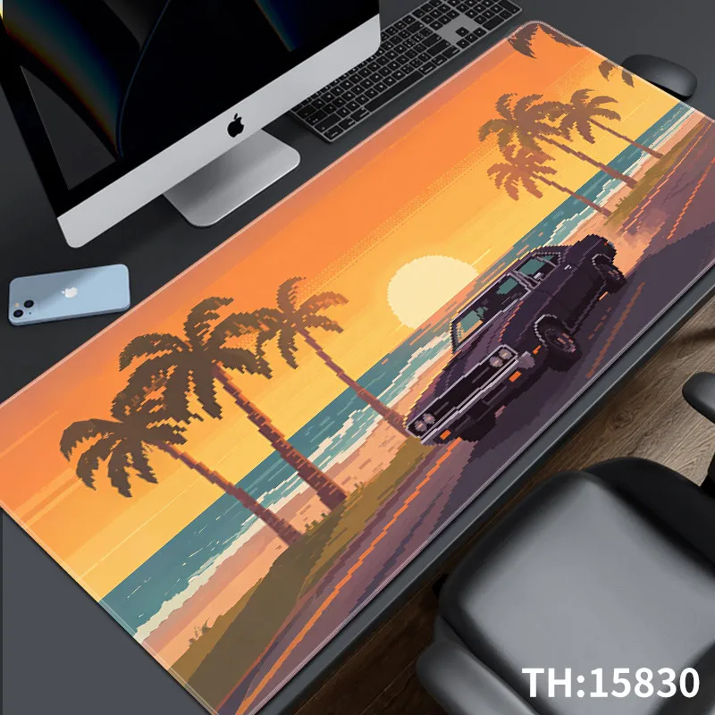 High Definition Printed Sports Car Leather Mouse Pad Oversized Animation Two-dimensional Car Boys Pixel Style Gaming Keyboard