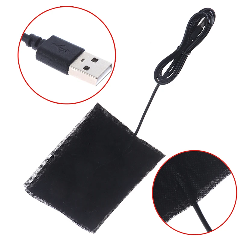 1PC 10*15cm 30*30cm 5V USB Carbon Fiber Heating Pad Electric Cloth Heater Sheet With Cable Heating Clothes Warmer Pads Keep War