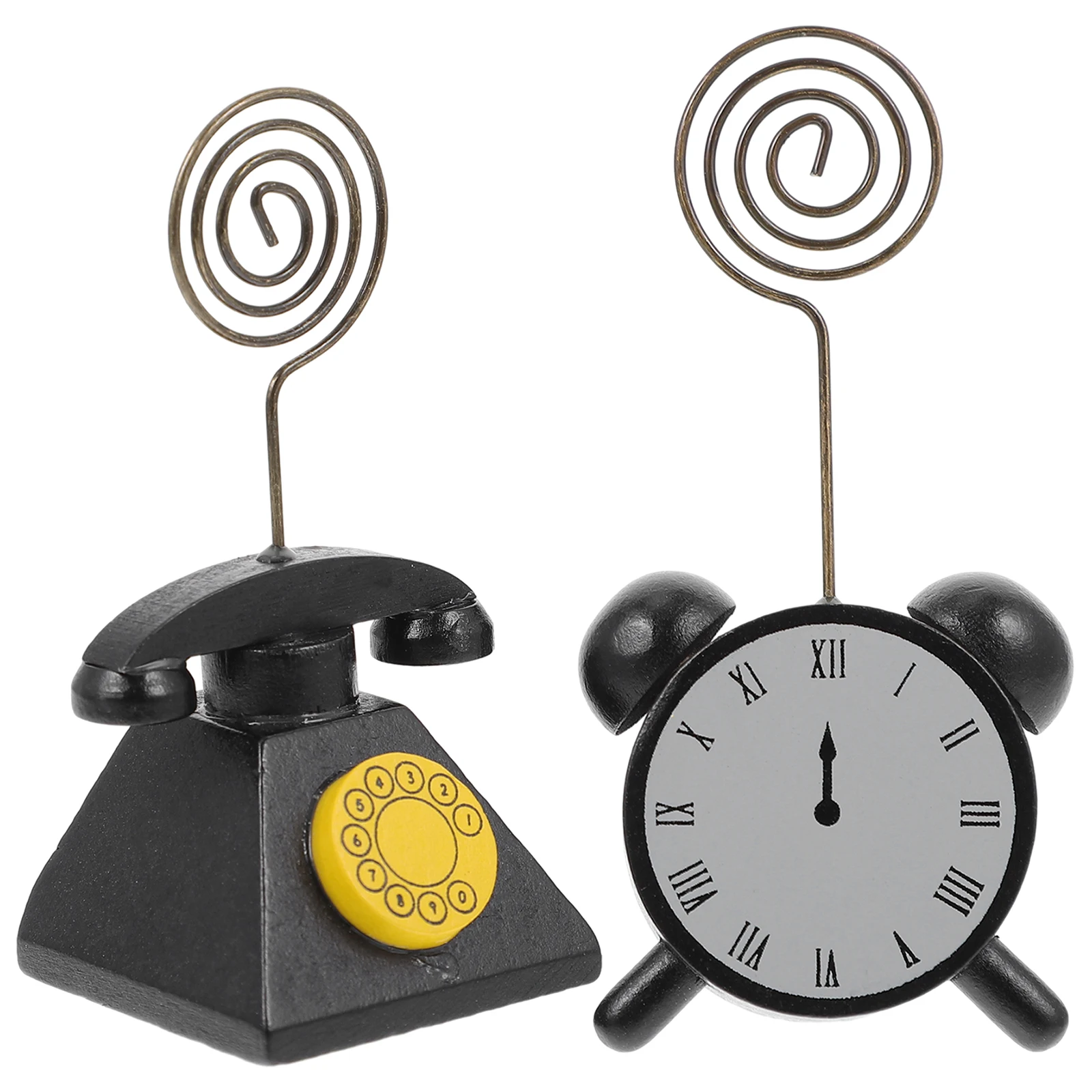 

2pcs Photo Clip Vintage Wood Desktop Memo Holder Creative Camera Phone Shape Place Card Table Number Picture Business