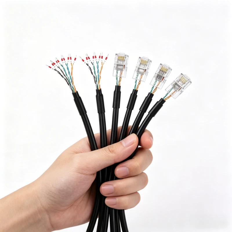 Cable de terminal RJ50/RJ11/RJ12/RJ45/RJ48 con tubo numerado 8P8C P6C 10P10C, conector de cable de un solo extremo RJ45 Crystal Head a 232